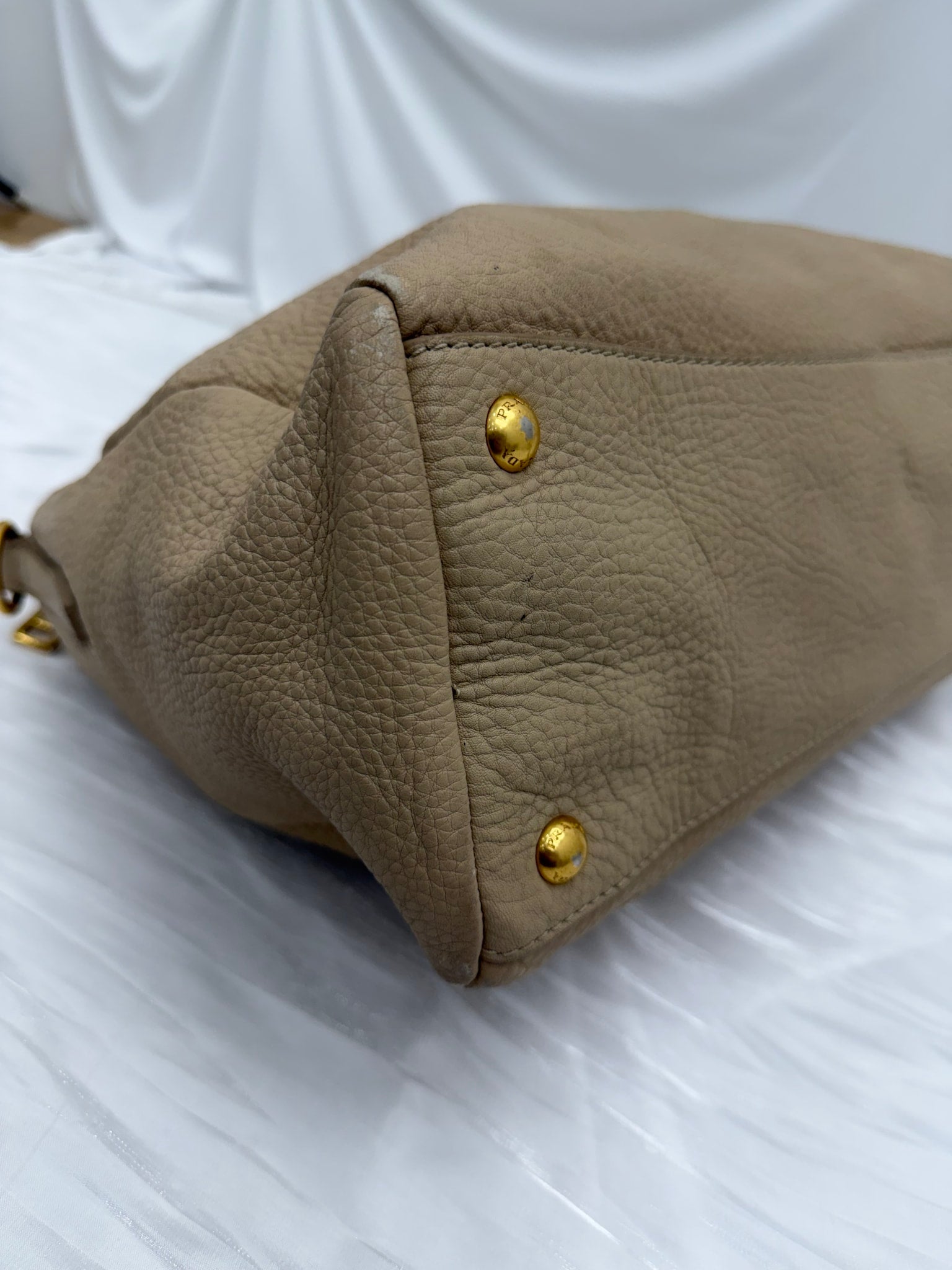 Prada Tan Leather Shoulder Tote