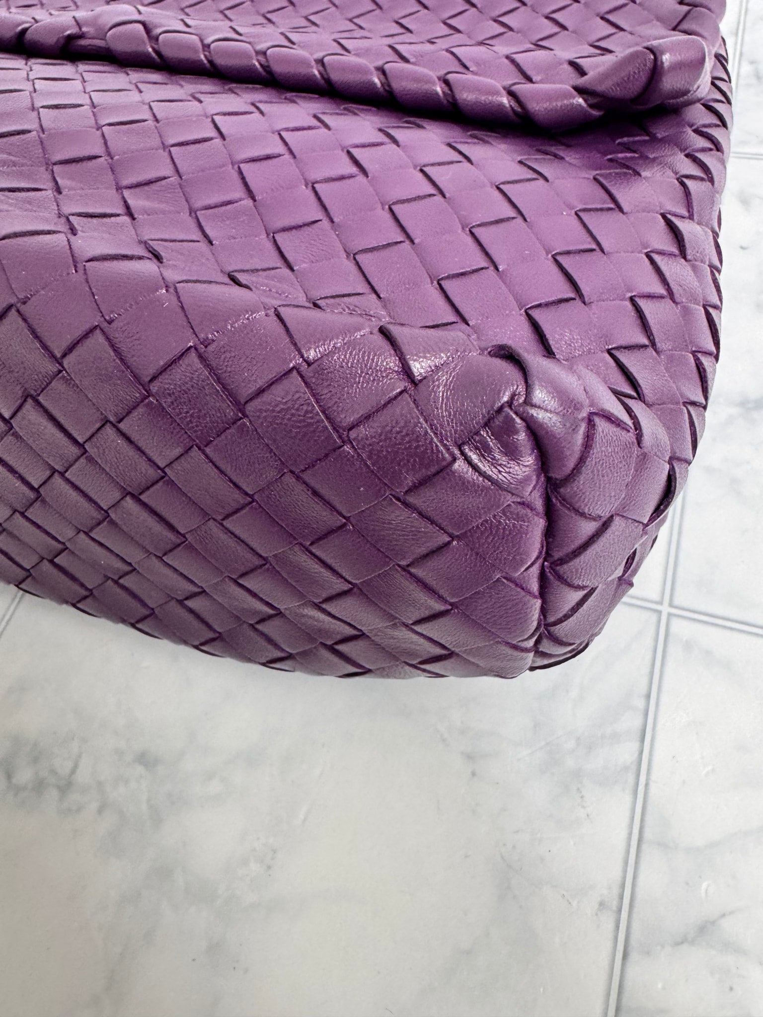 Bottega Veneta Purple Intrecciato Leather Olimpia Shoulder Bag