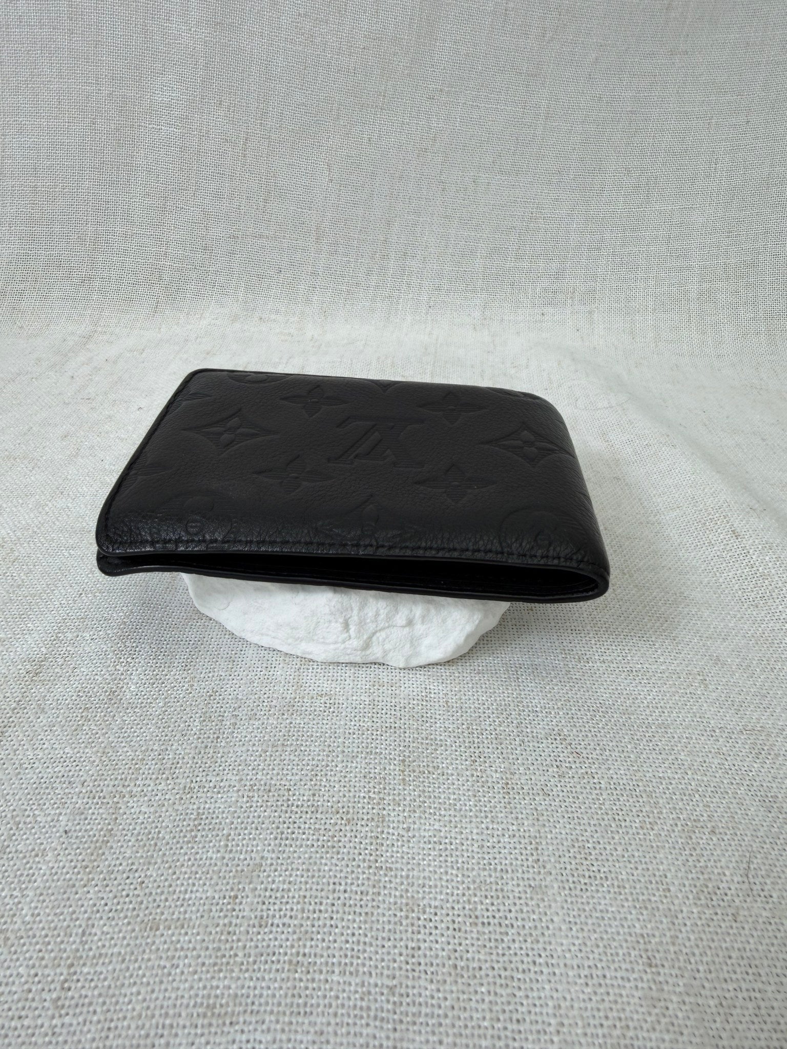 Louis Vuitton Black Calfskin Leather Shadow Monogram Wallet 