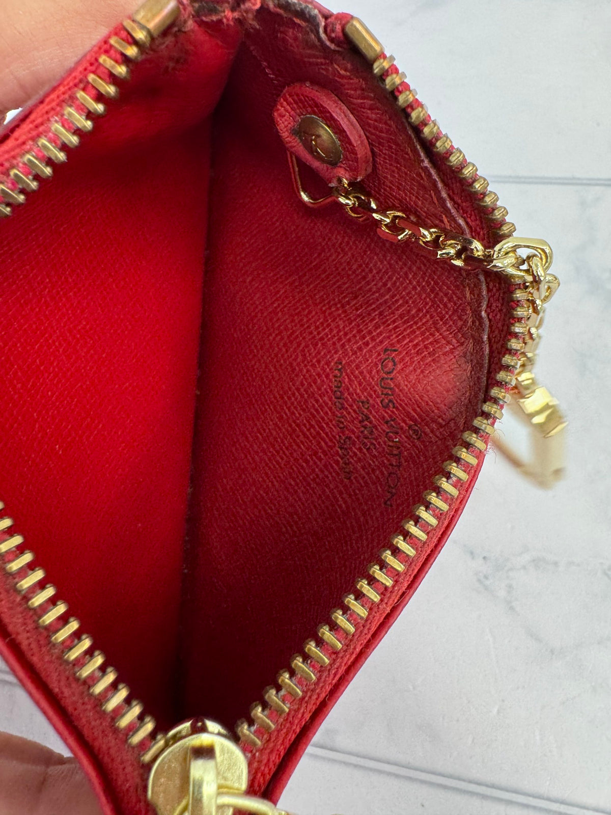 Louis Vuitton Red Epi Leather Key Cles
