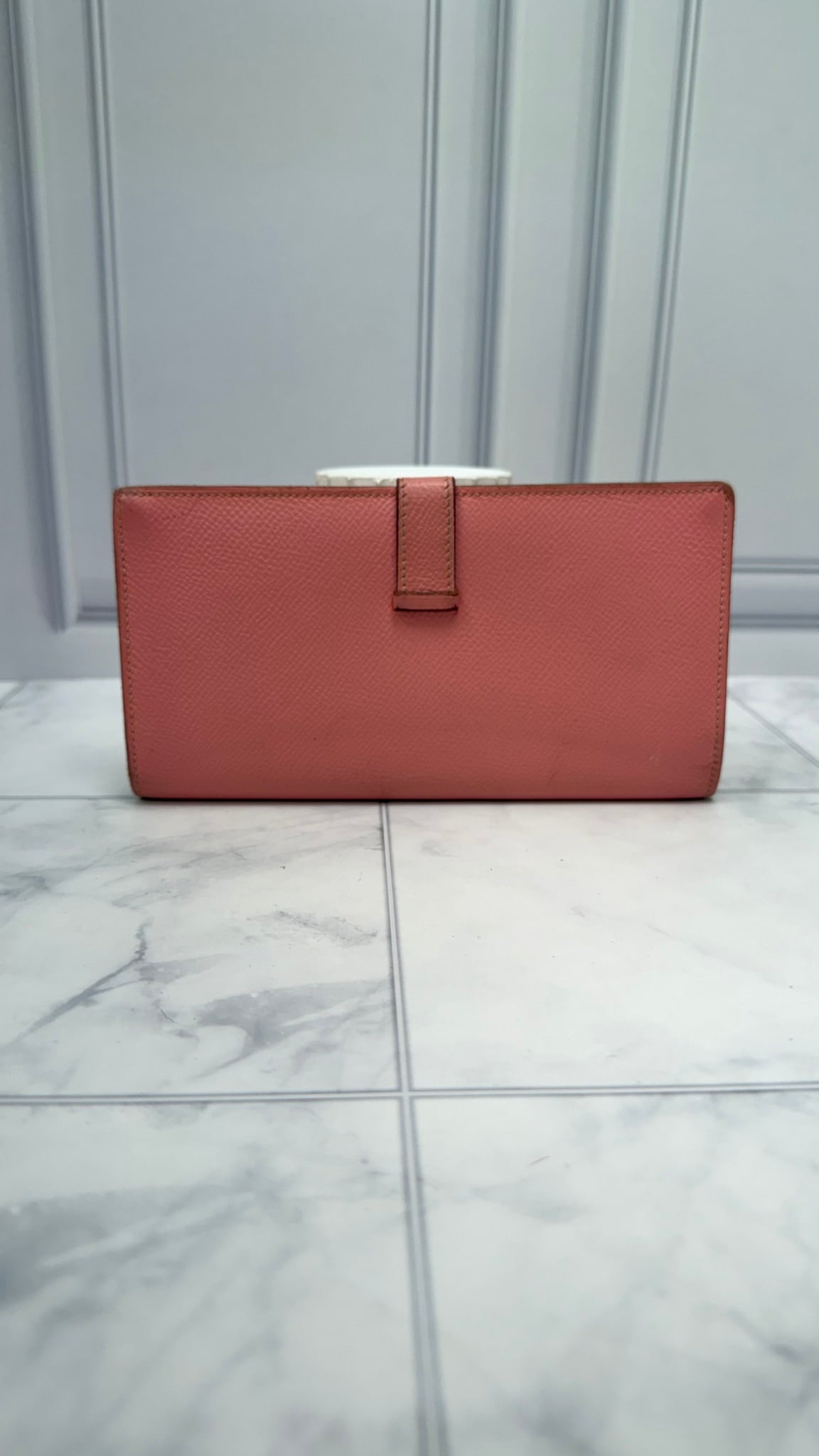 Hermes Pink Epsom Leather Bearn Wallet