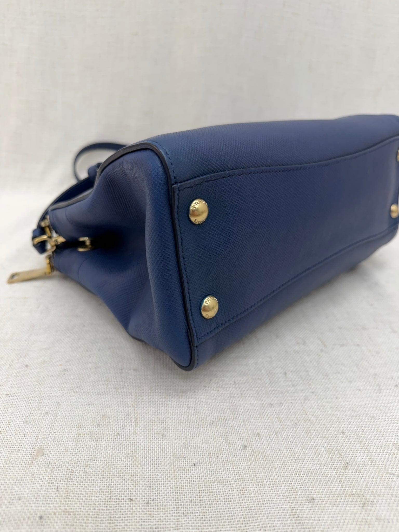 Prada Blue Saffiano Leather Daino Satchel 2Way Bag