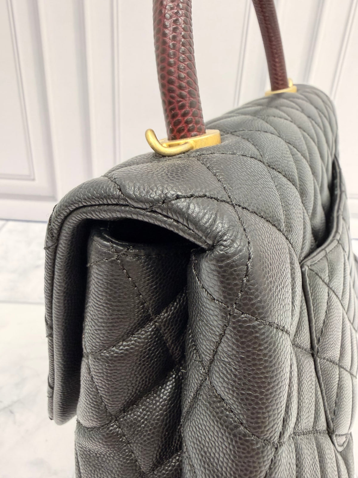 Chanel Black Caviar Quilted Medium Coco Handle Flap Bag