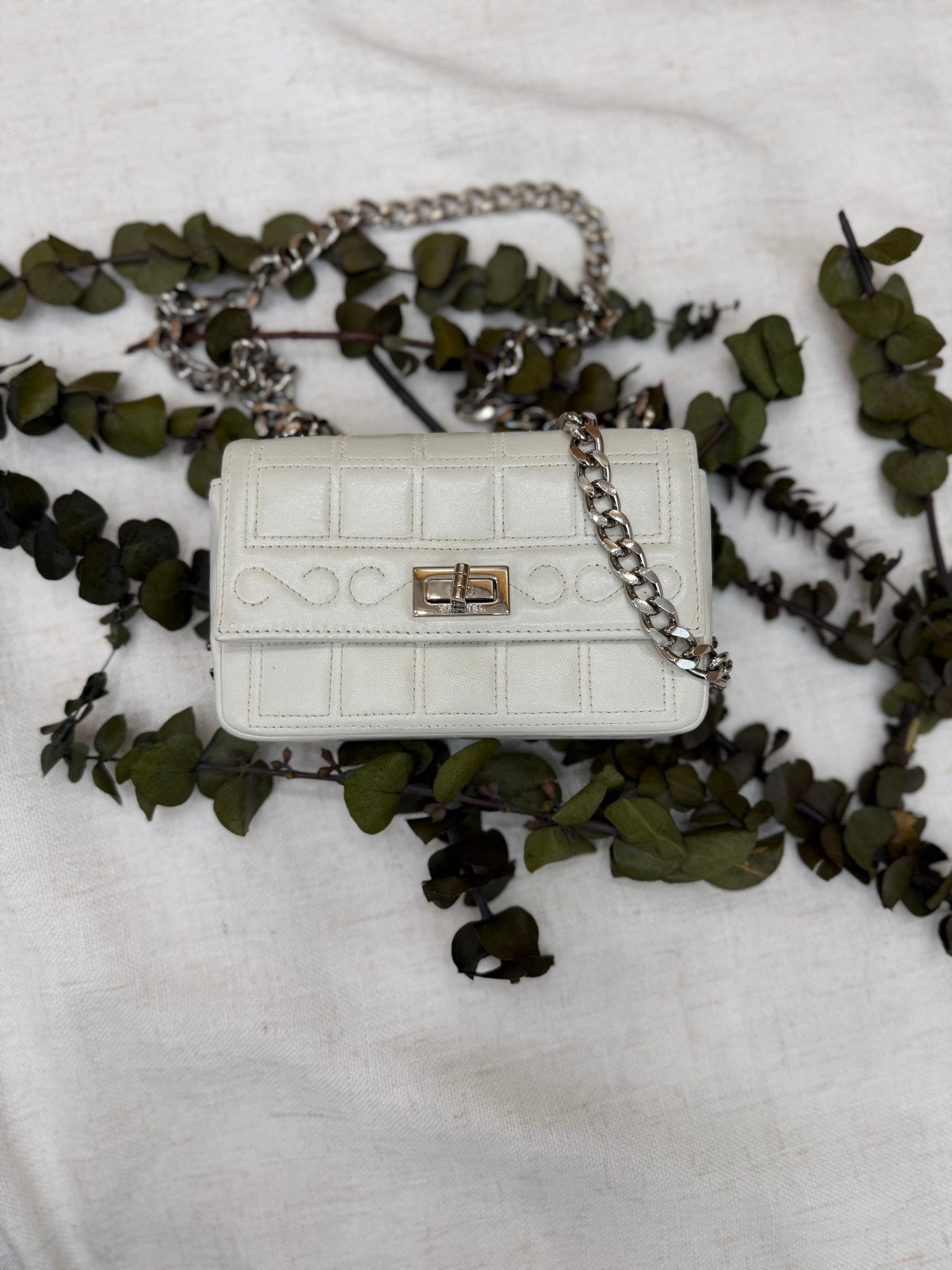 Chanel White Calfskin Mini Flap Bag 