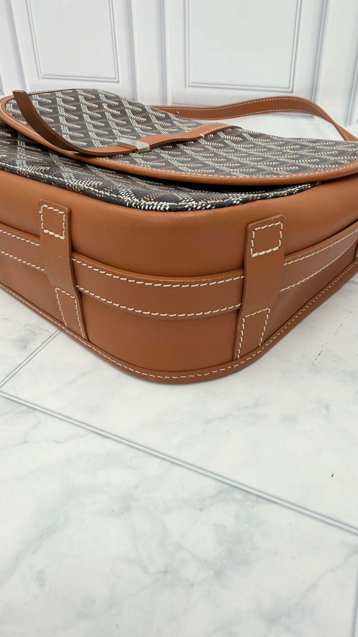 Goyard Brown & Black Goyardine Coated Canvas & Leather Belvedere II MM