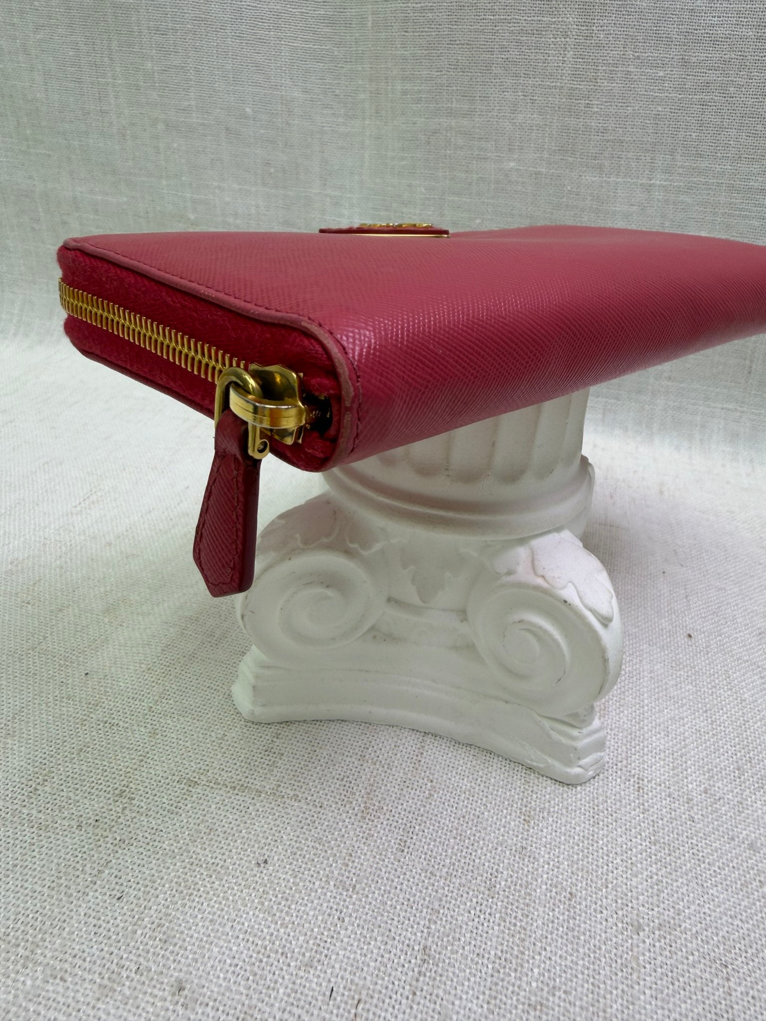 Prada Pink Saffiano Leather Zippy Wallet
