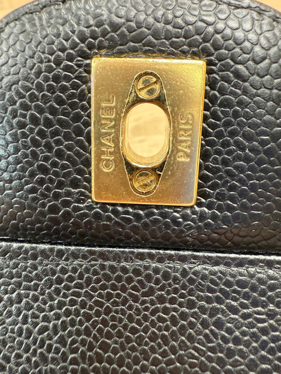 Chanel Black Caviar Leather Jumbo Classic Double Flap 