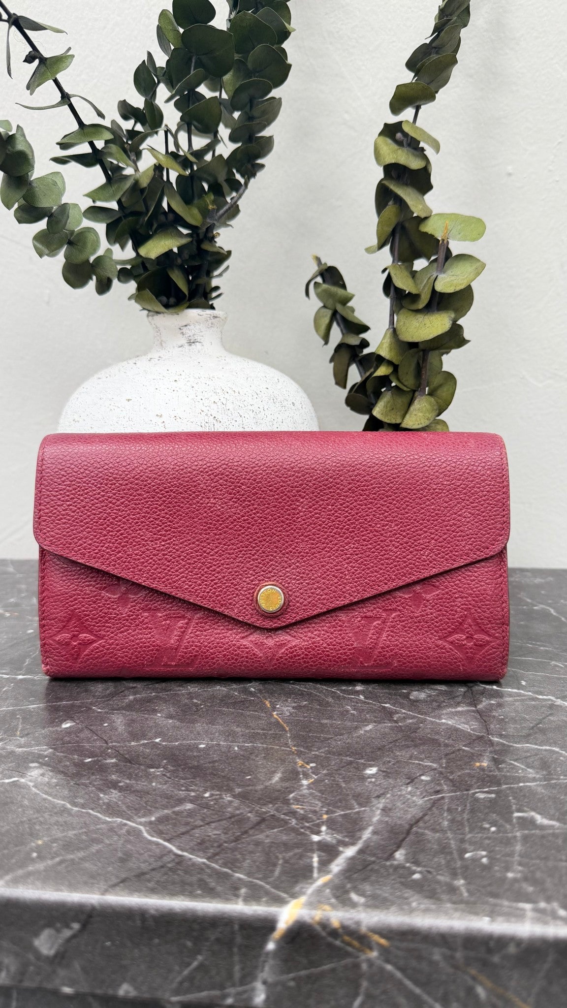 Louis Vuitton Monogram Purple Empreinte Leather Sarah Wallet 