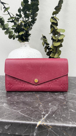 Louis Vuitton Monogram Purple Empreinte Leather Sarah Wallet