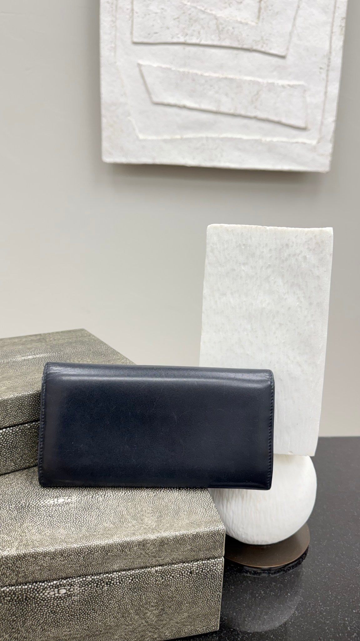 Celine Black Leather Long Wallet