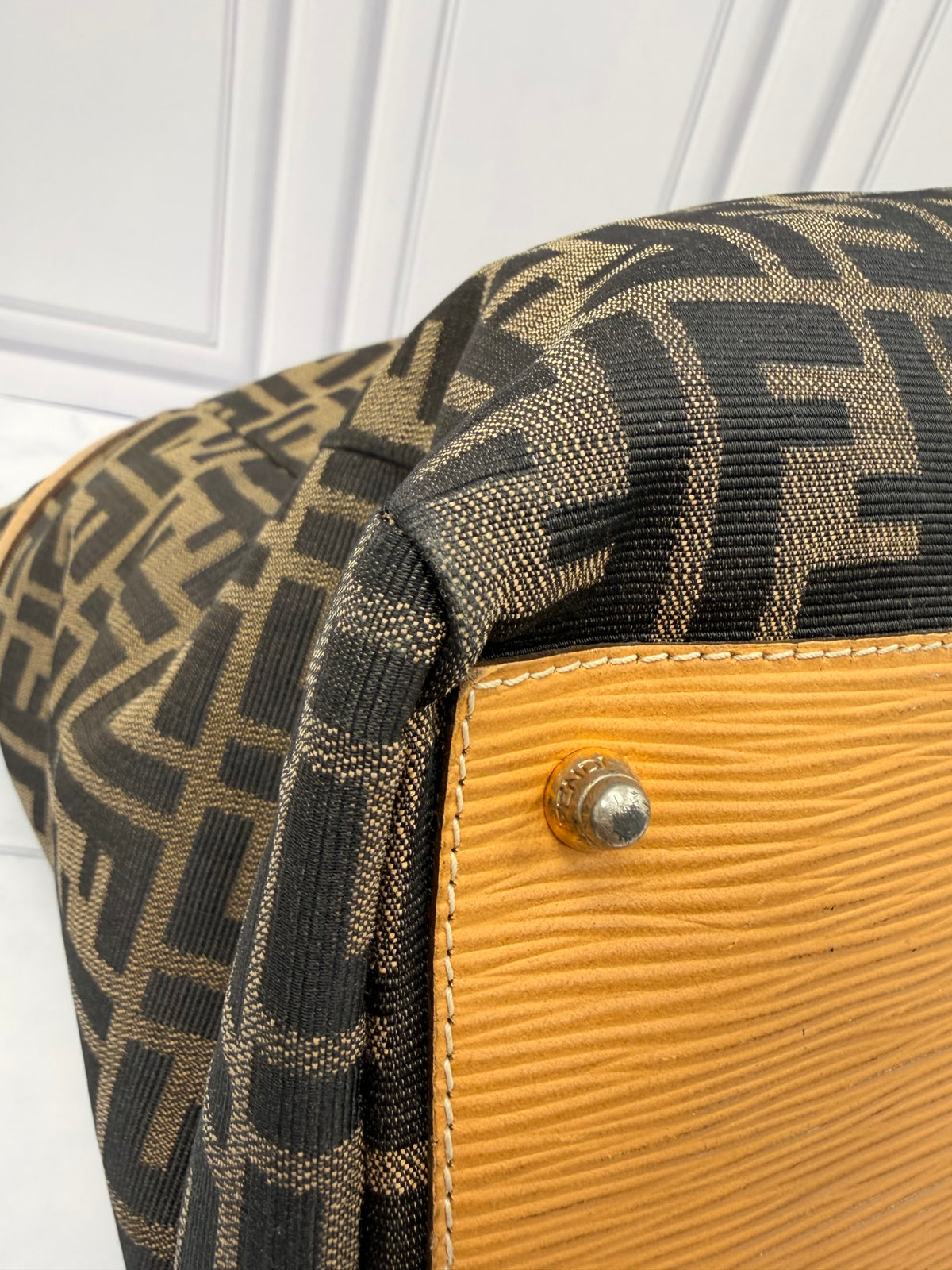Fendi Monogram Zucca Canvas Travel Duffle Bag 