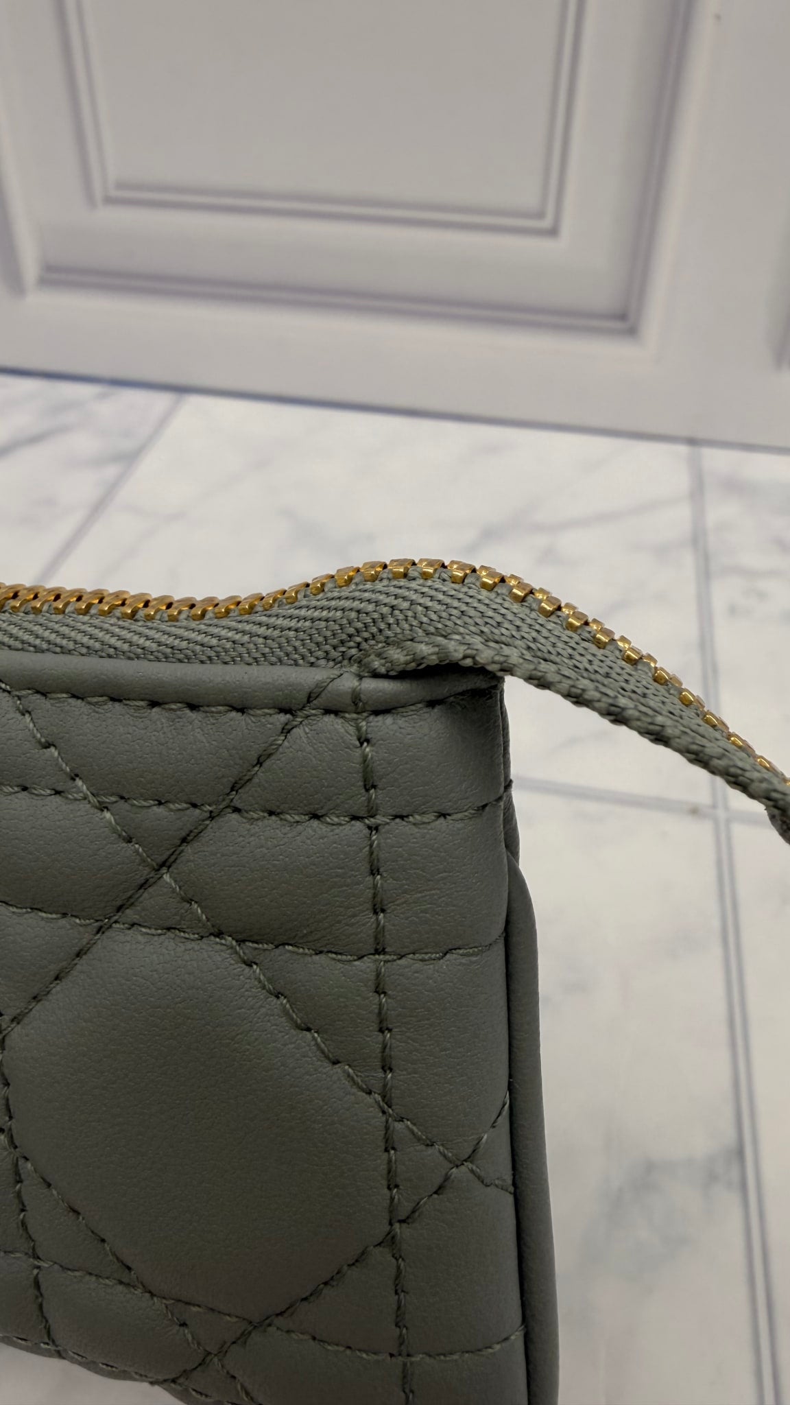 Christian Dior Grey Cannage Lambskin Leather My Astor Key Case 