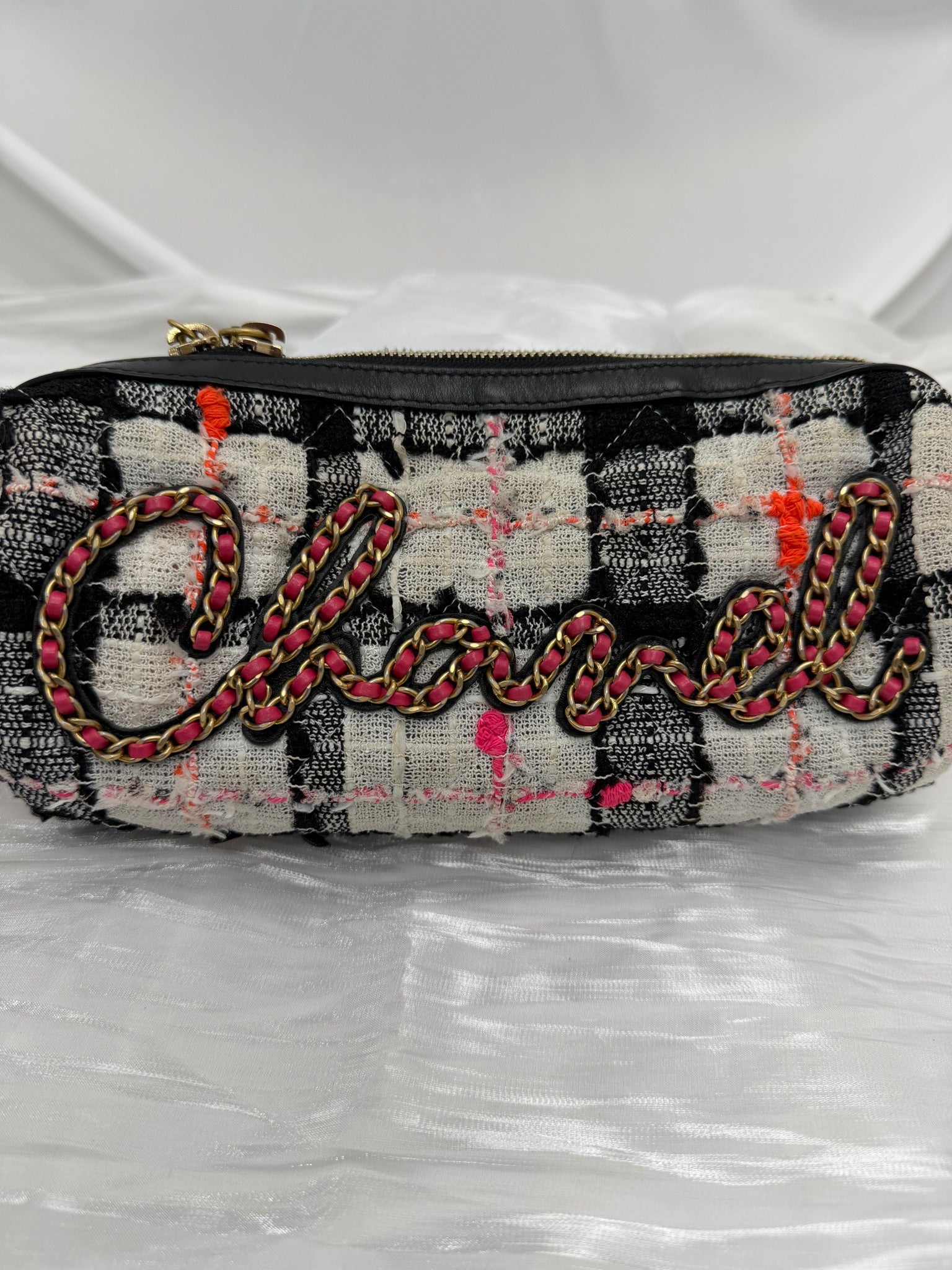 Chanel Multicolor Tweed & Calfskin Signe Bowling Bag