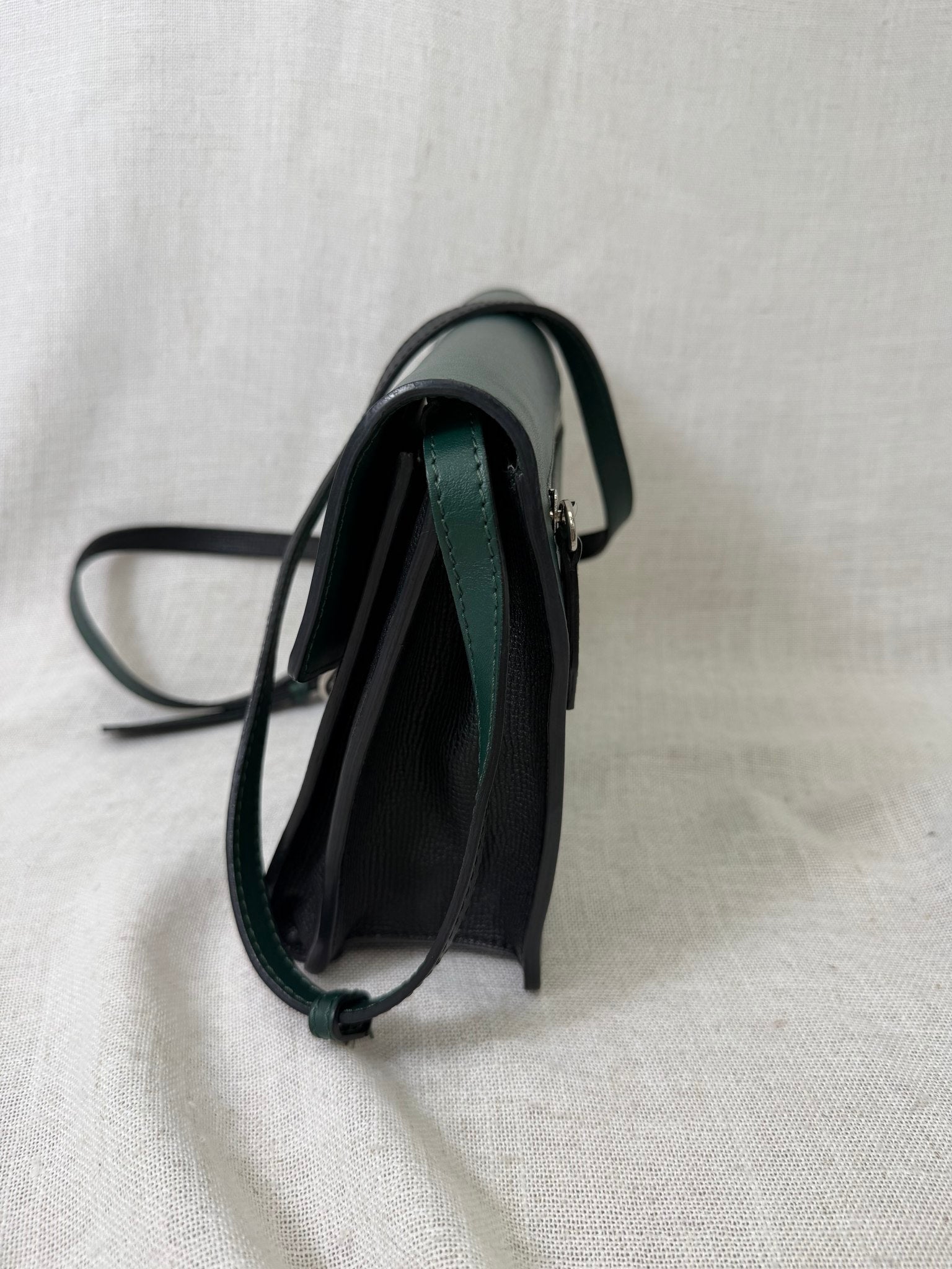 Burberry Green And Black Leather Small Macken Crossbody Bag