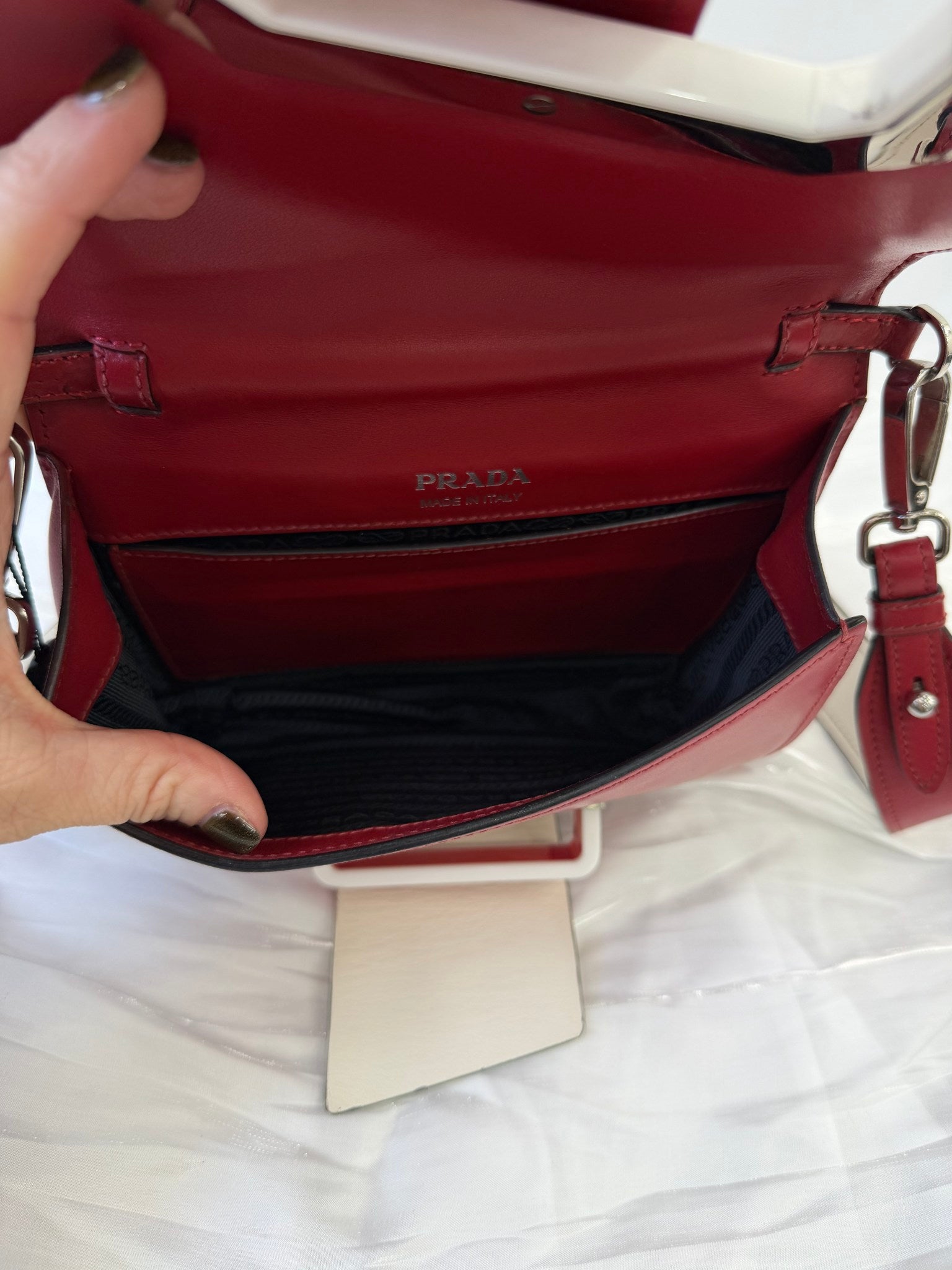 Prada Red Leather Plex Ribbon Bag