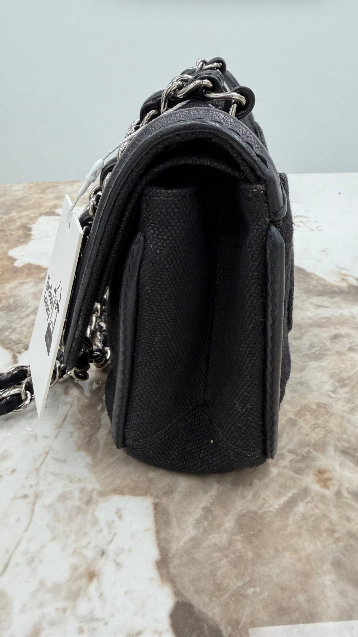 Chanel Black Quilted Canvas Medium Double Flap