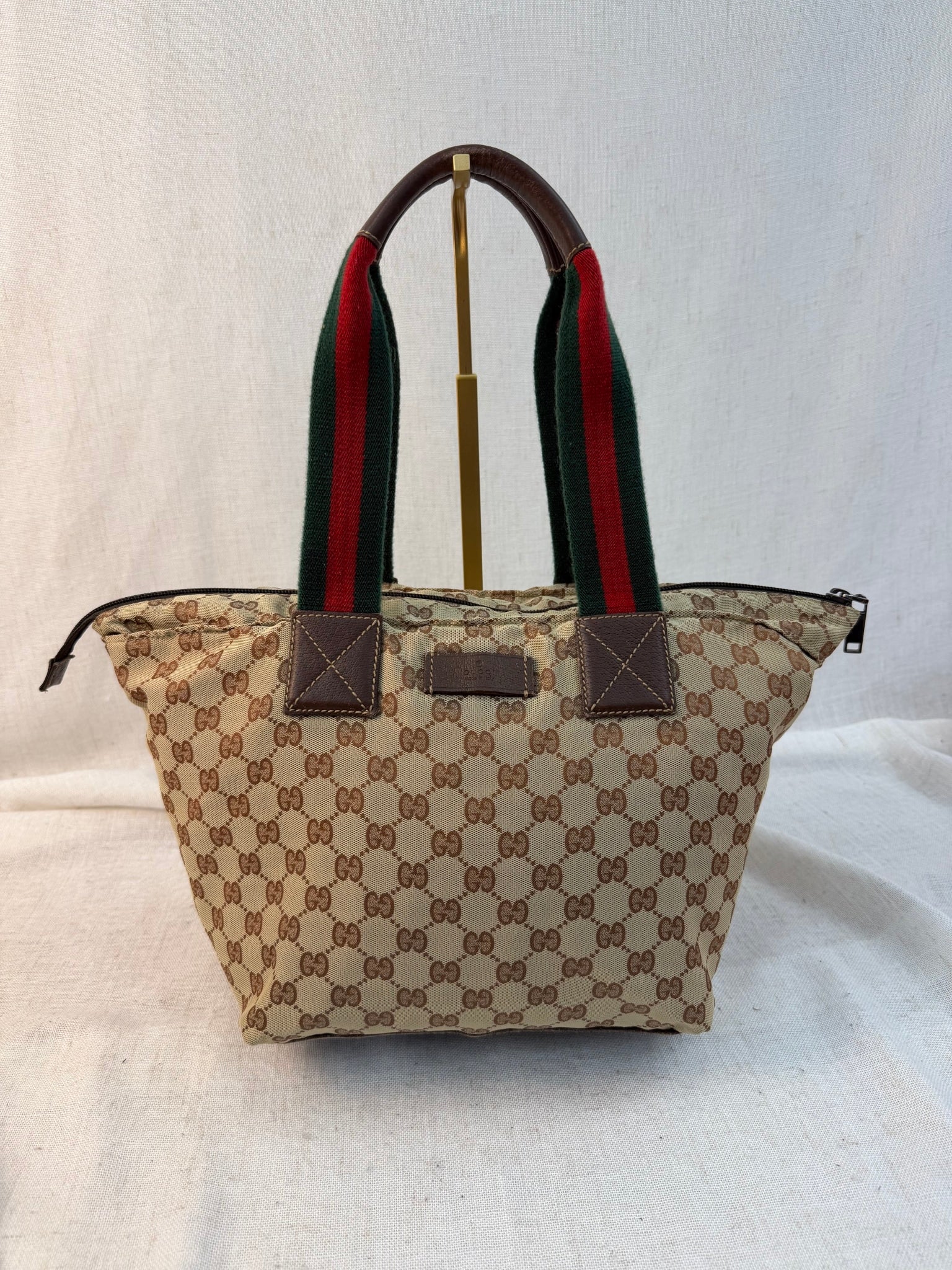 Gucci Brown Canvas Web Tote Bag