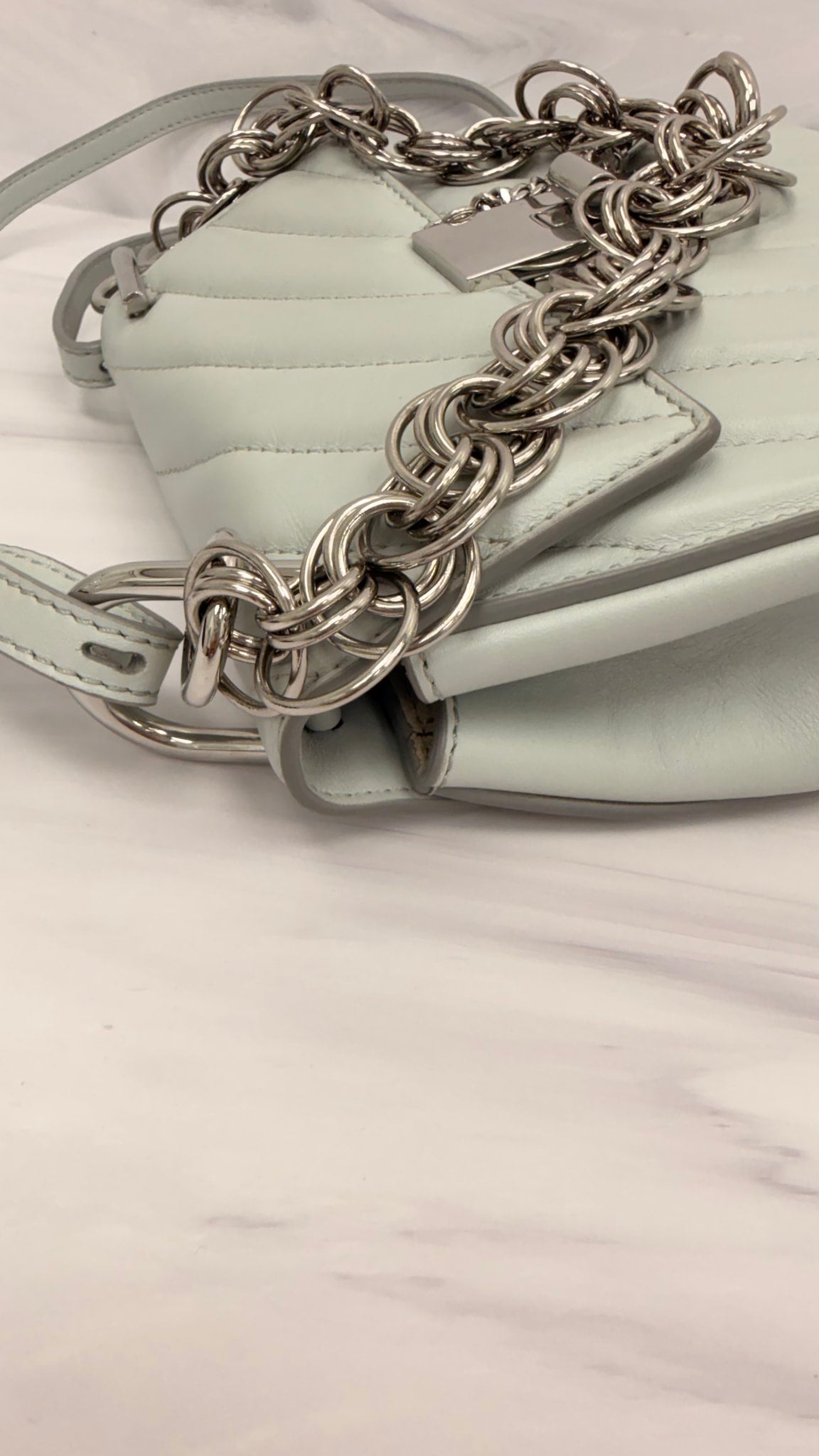 Chloe Light Blue Leather Mini Drew Bijou Shoulder Bag