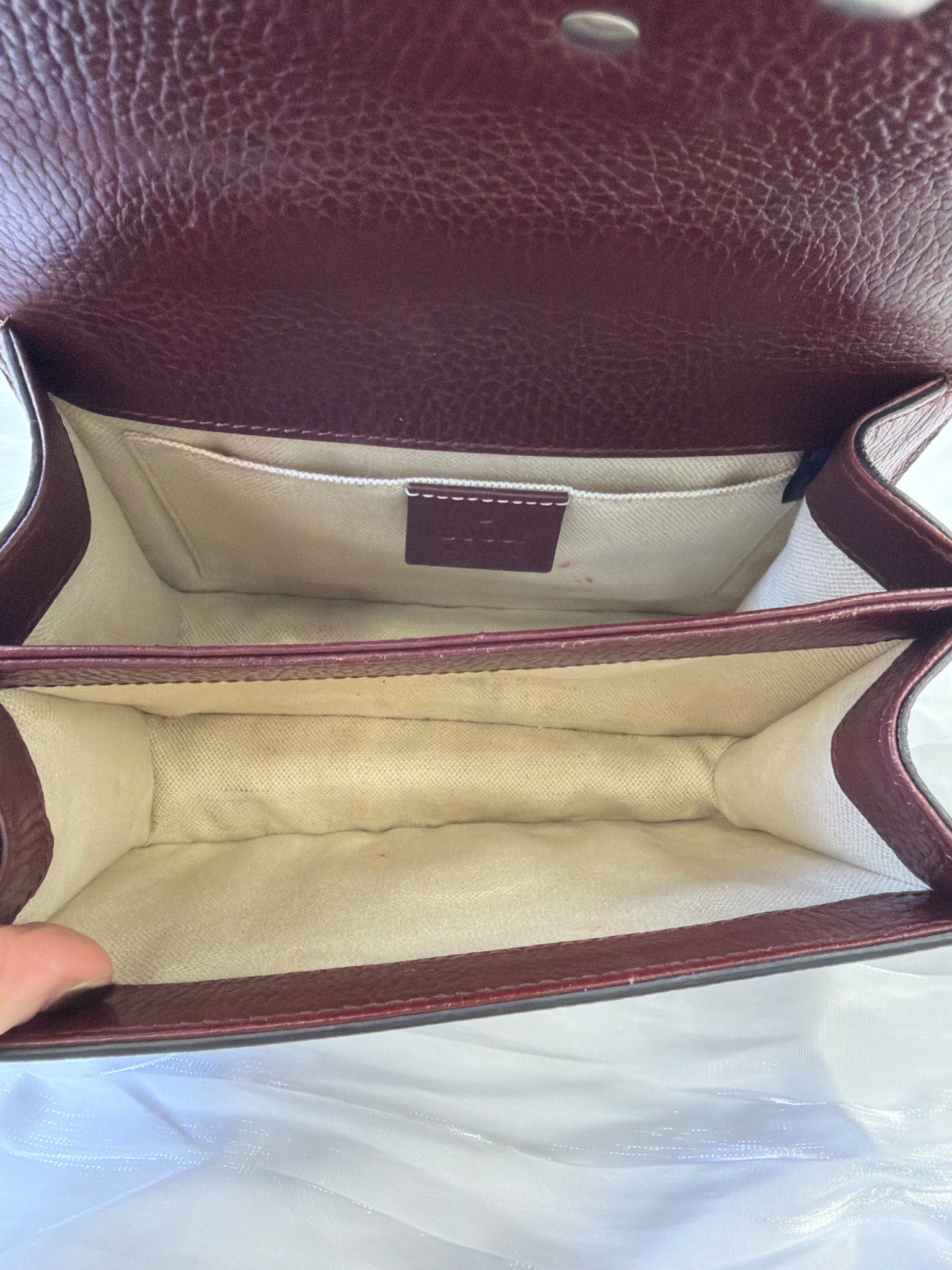 Gucci Burgundy Leather Dionysus Bamboo Top Handle Bag