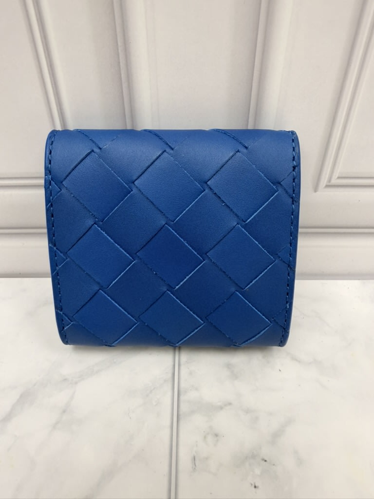 Bottega Veneta Blue Intrecciato Coin Wallet 