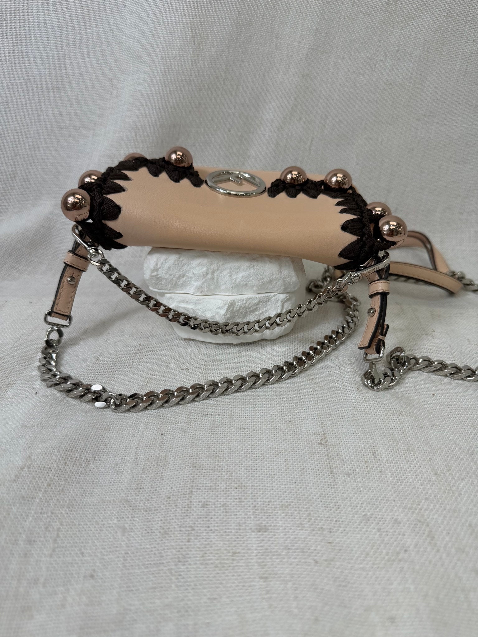 Fendi Beige Leather Kan I Baguette Shoulder Bag 