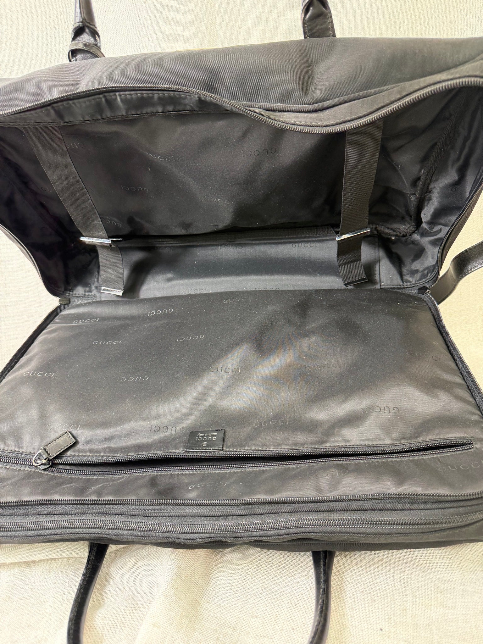 Gucci Black Nylon And Leather Duffle Bag