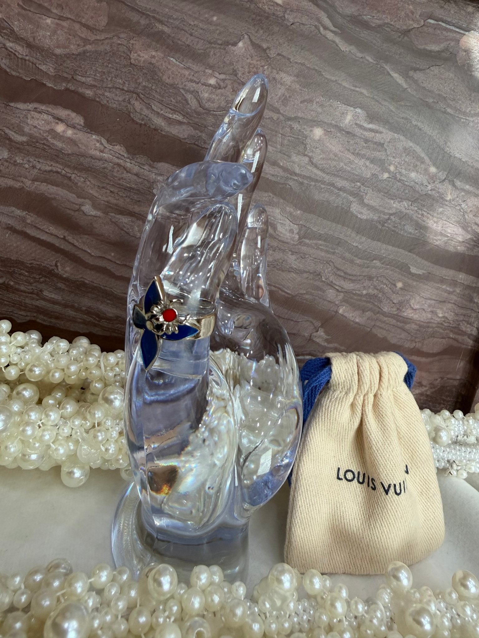 Louis Vuitton Red & Blue Enamel Fairy Tale Ring Size 5.5