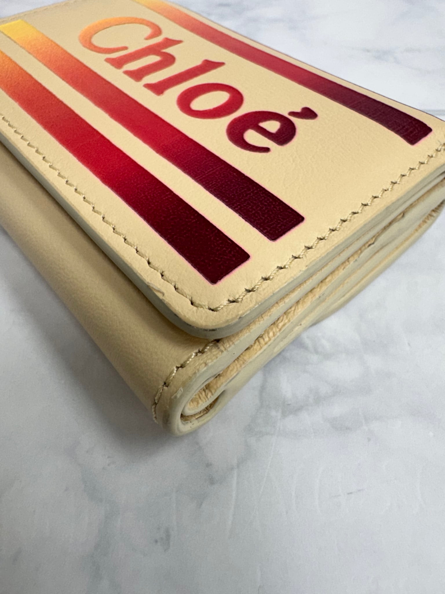 Chloe Beige And Multicolor Leather Compact Wallet