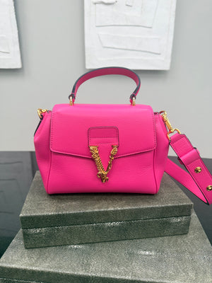 BRAND NEW - Versace Hot Pink Grained Leather Top Handle