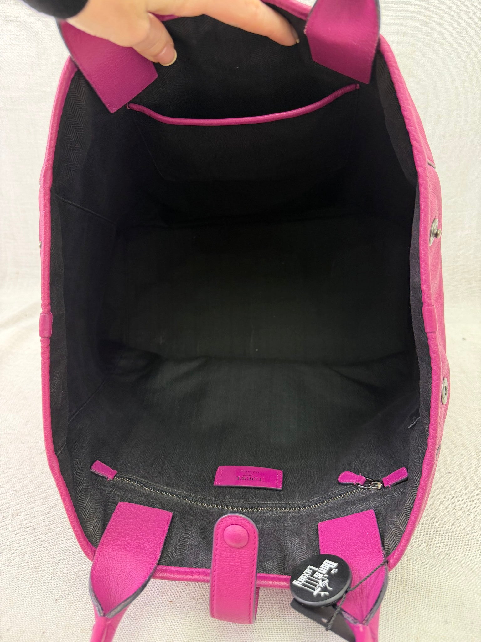 Loewe Magenta Leather Barocco Anagram Tote Bag