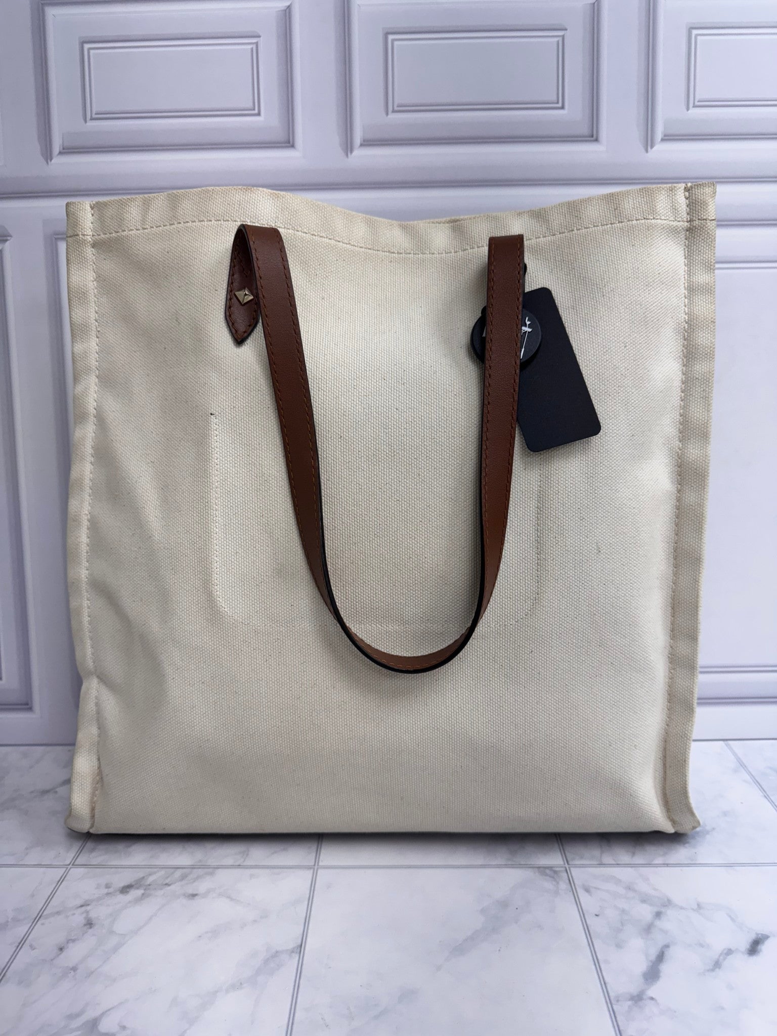 Jimmy Choo Beige Canvas And Leather Tote Bag