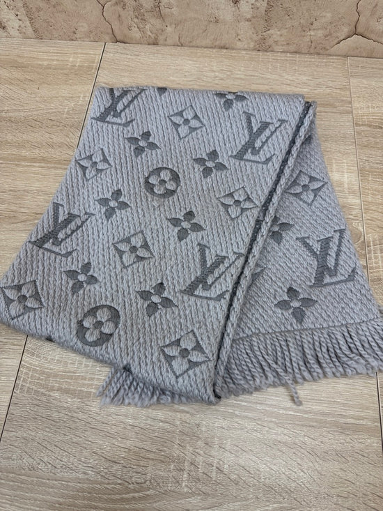 Louis Vuitton Pearl Grey Logomania Scarf Wool Scarf