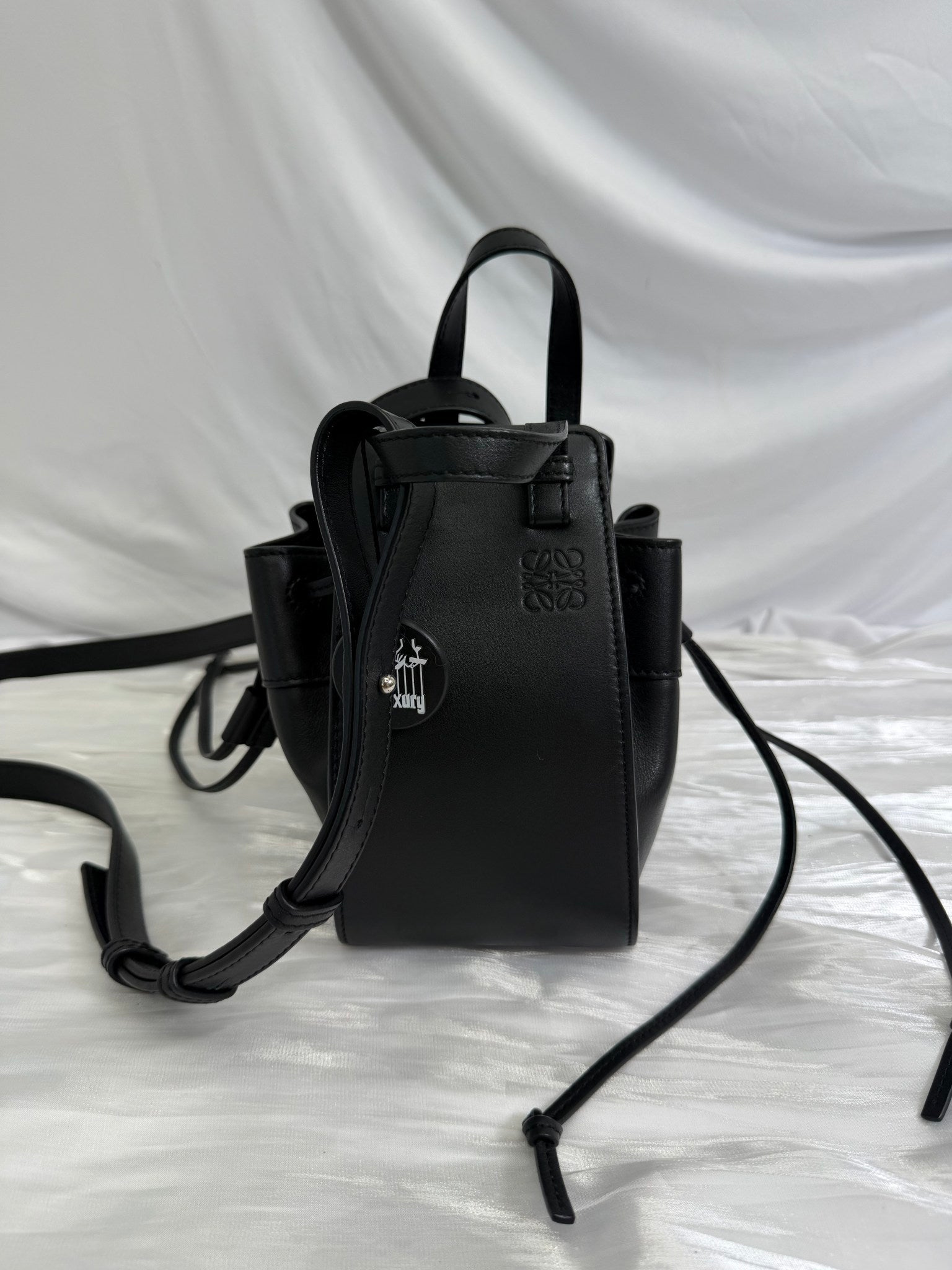Loewe Black Leather Mini Hammock Hobo