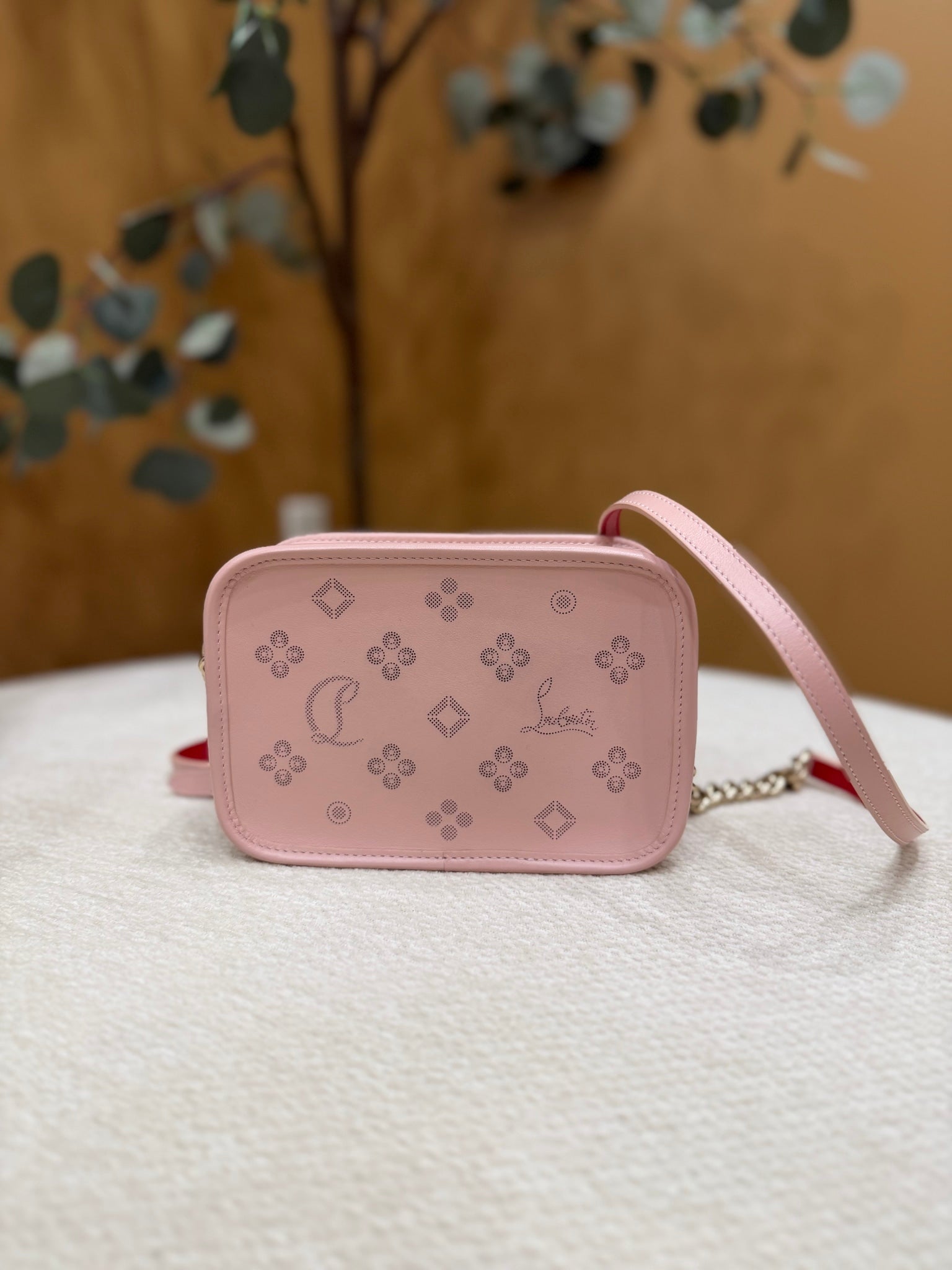 Christian Louboutin Light Pink Leather Raidioloubi Camera Bag