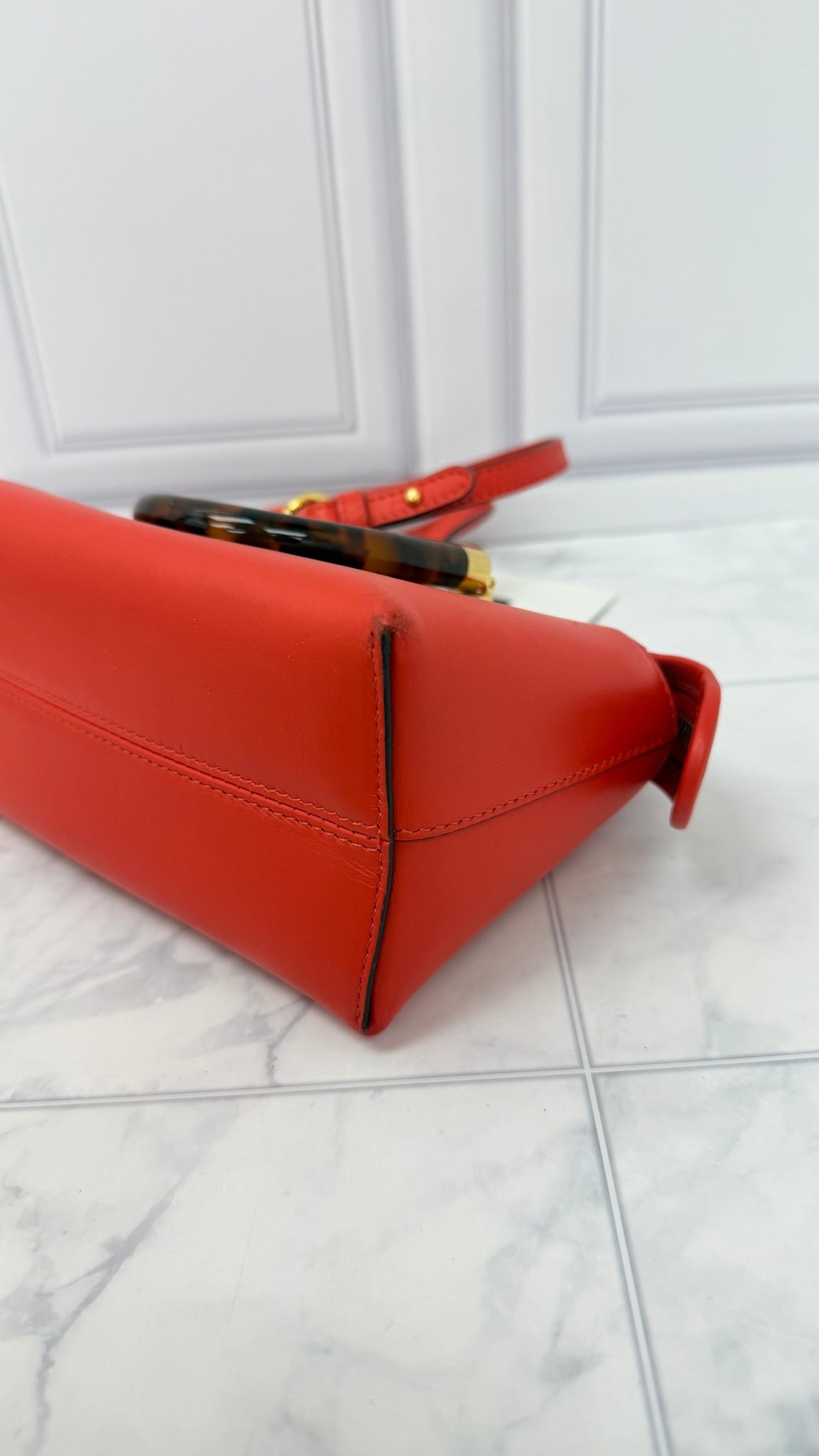 Fendi Red Leather Mini By The Way Boston Bag 