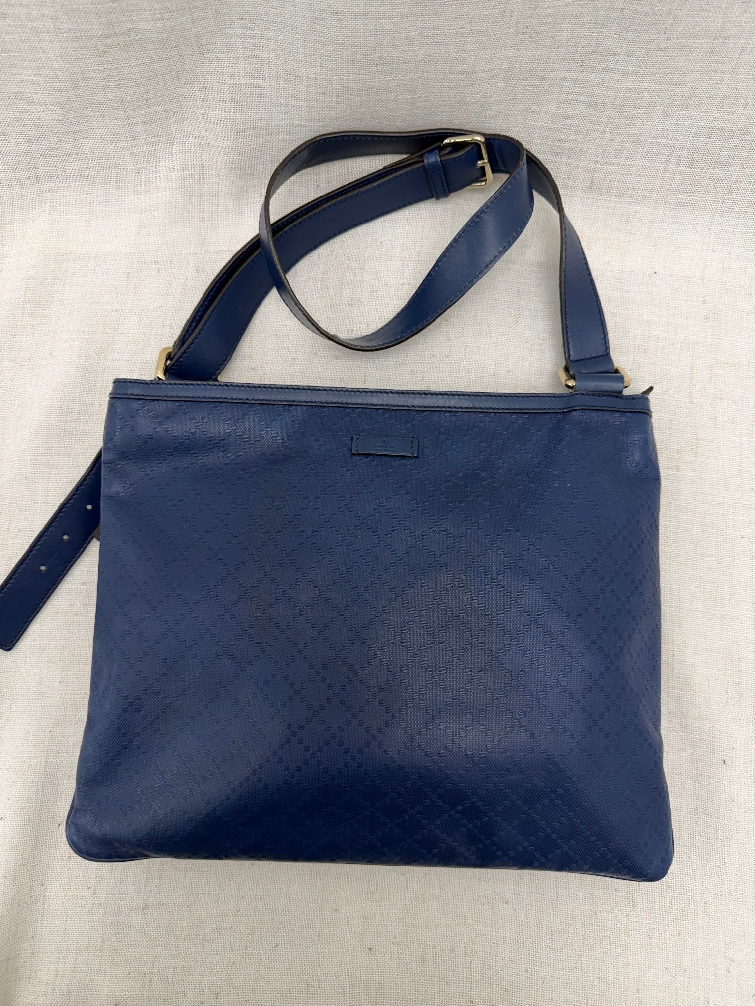 Gucci Blue Diamante Leather Messenger Bag