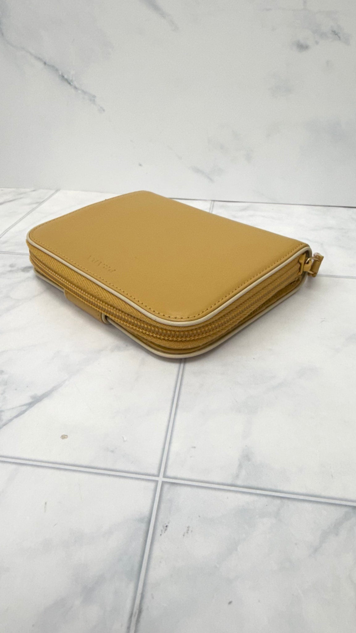 Prada Tan Leather Compact Zippy Wallet