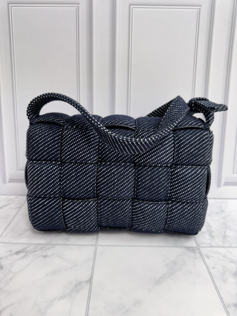 LIKE NEW - Bottega Veneta Blue Padded Intrecciato Denim Cassette Bag