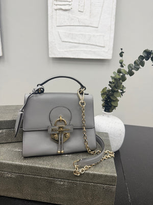 Salvatore Ferragamo Grey Leather Letty Top Handle Crossbody Bag