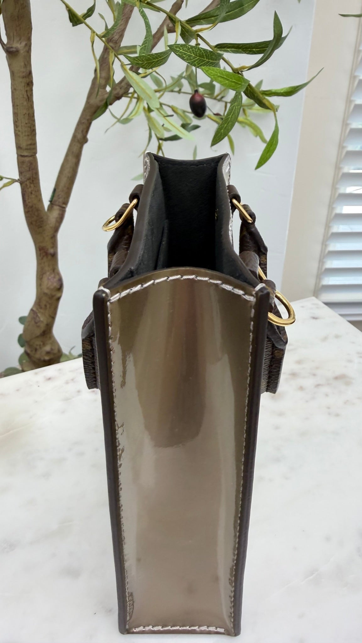 Louis Vuitton Metallic Taupe Vernis Petit Sac Bag