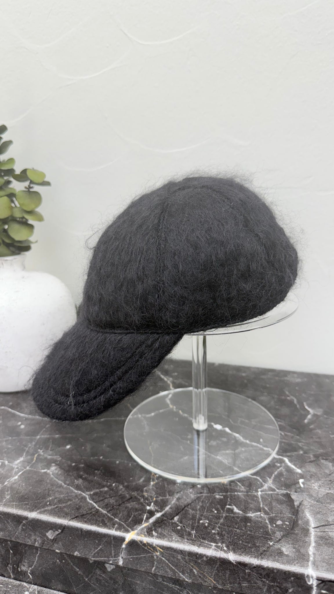 BRAND NEW- Gucci Black Mohair Marmont Baseball Cap - XS