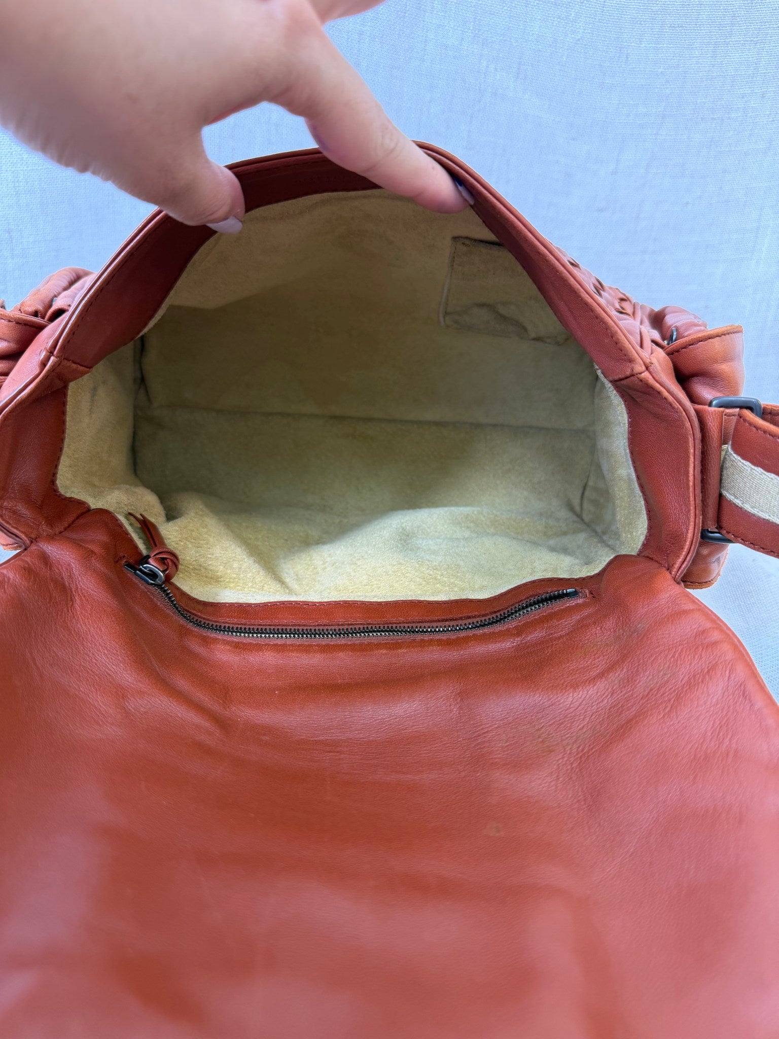 Bottega Veneta Rust Orange Intrecciato Leather Shoulder Bag 