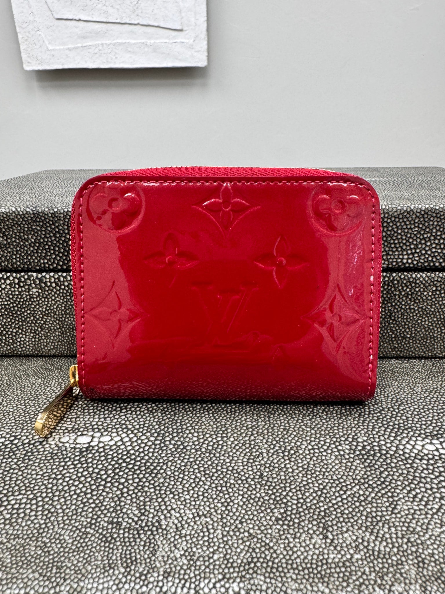 Louis Vuitton Red Vernis Monogram Zippy Compact Wallet