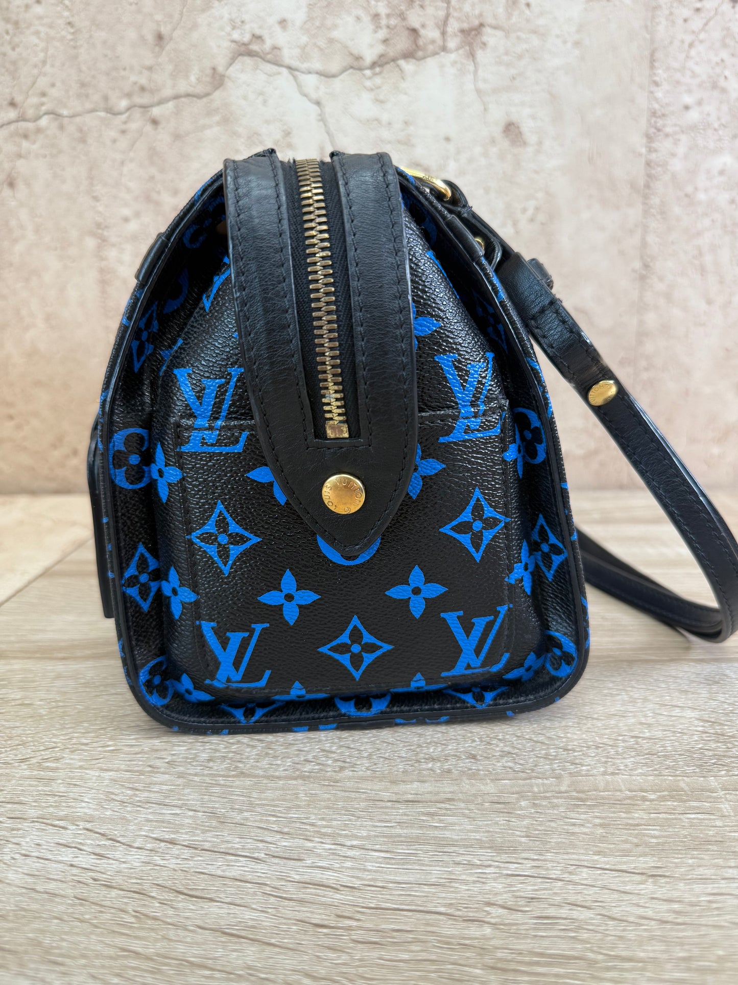 Louis Vuitton Monogram Black x Blue Speedy Amazon PM