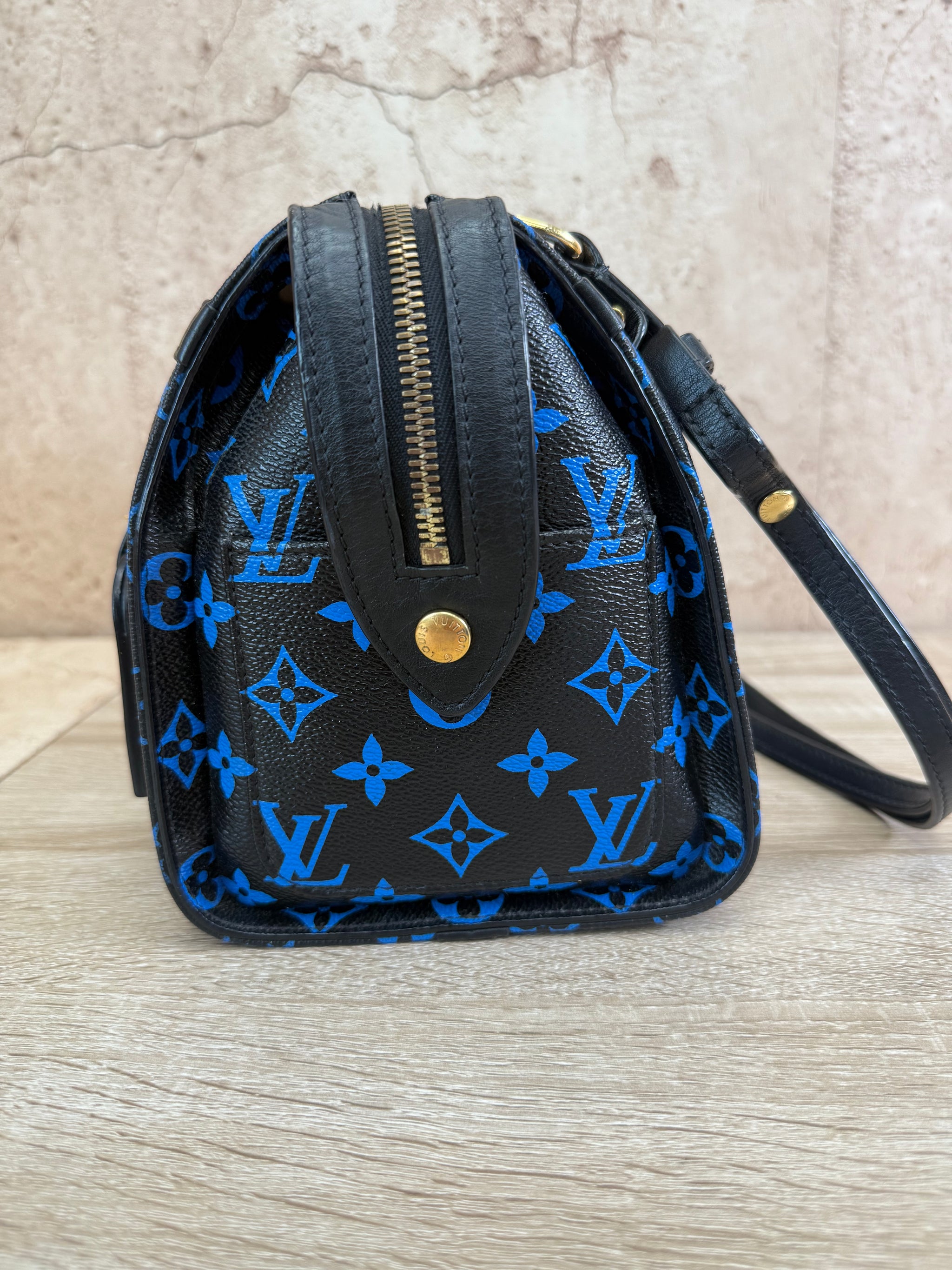 Louis Vuitton Monogram Black x Blue Speedy Amazon PM
