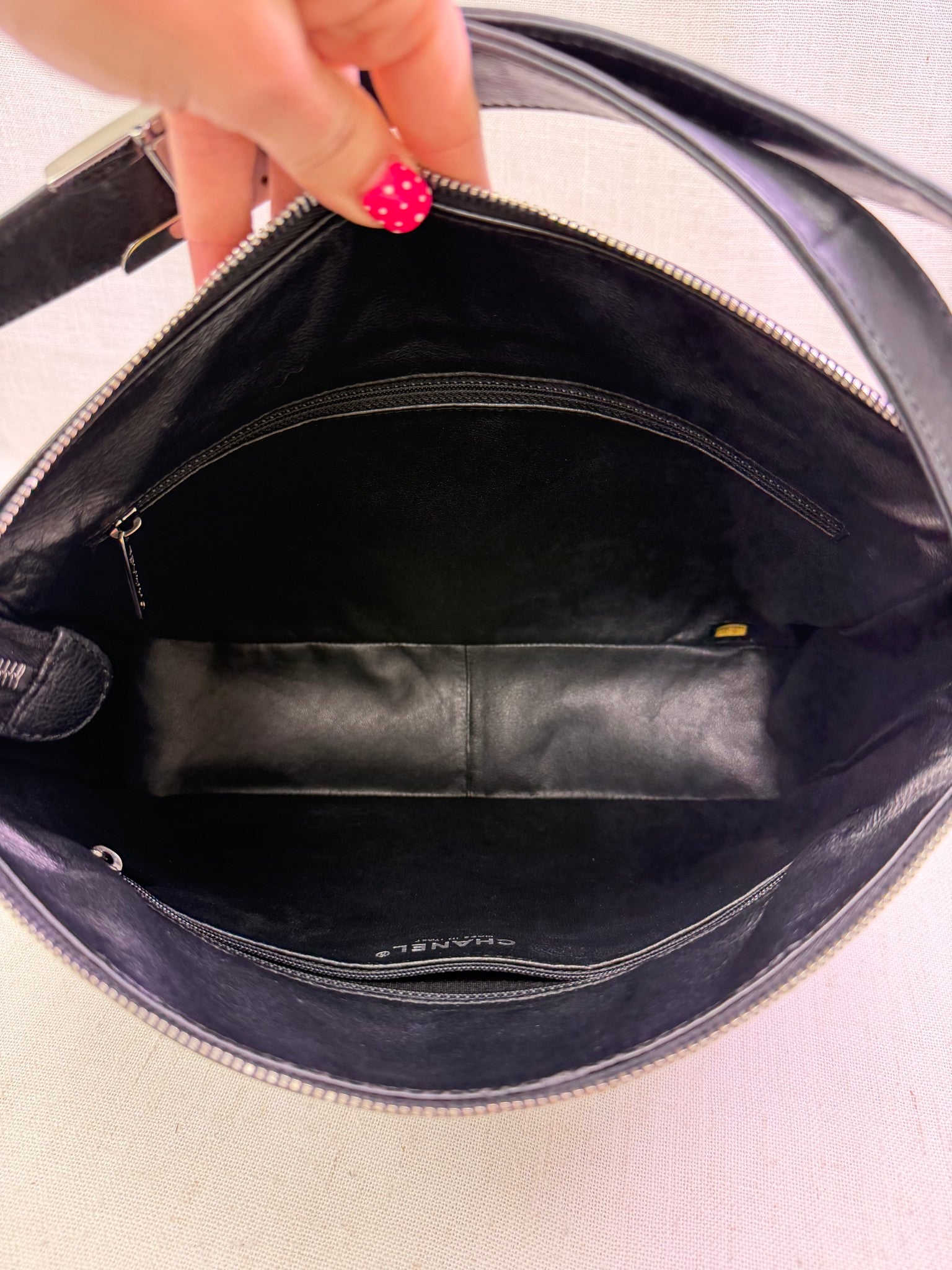 Chanel Vintage Black Quilted Lambskin Timeless CC Hobo Bag