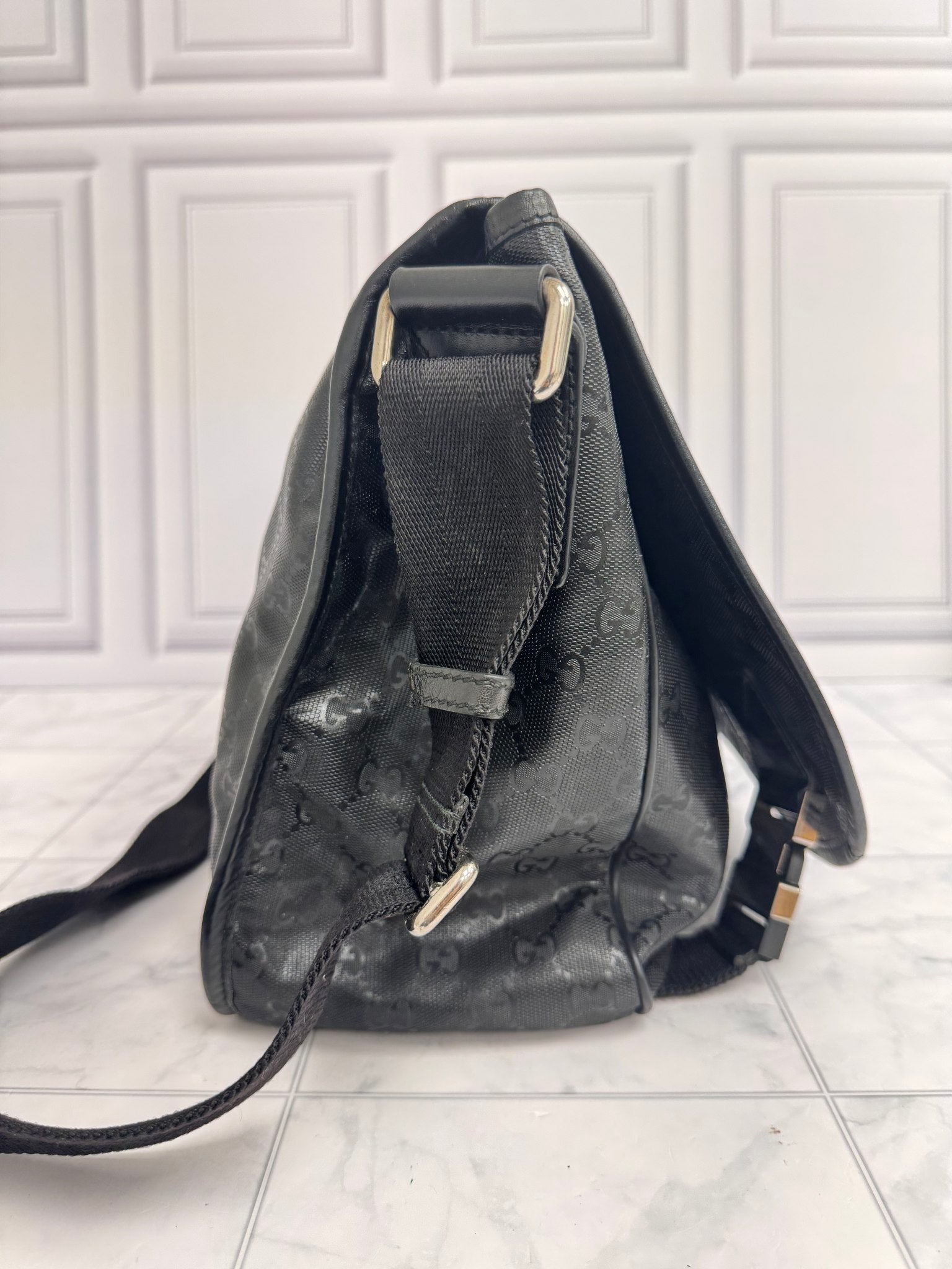 Gucci x Fiat 500 Black GG Imprime Web Messenger Bag