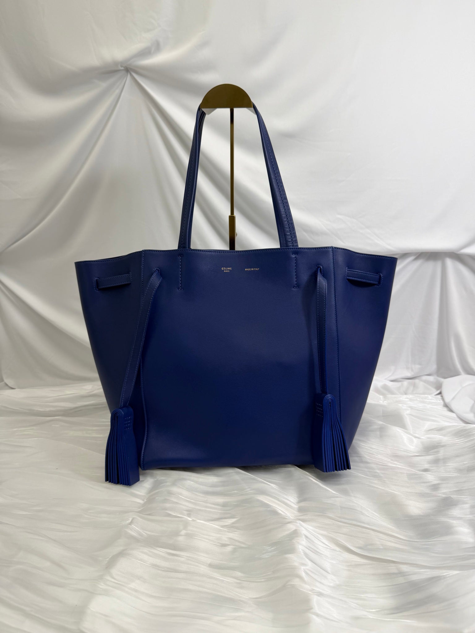 Celine Blue Leather  Cabas Phantom Tote Bag