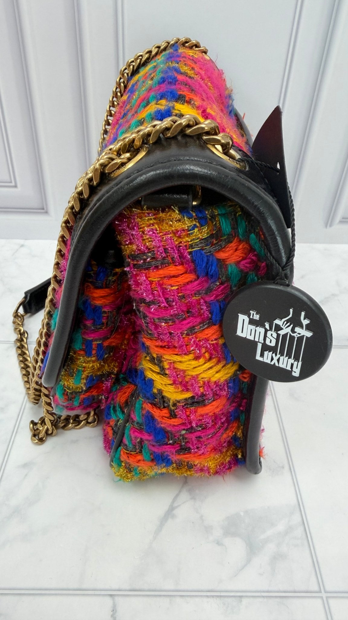 Saint Laurent YSL Multicolored Tweed Baby Niki Chain Shoulder Bag