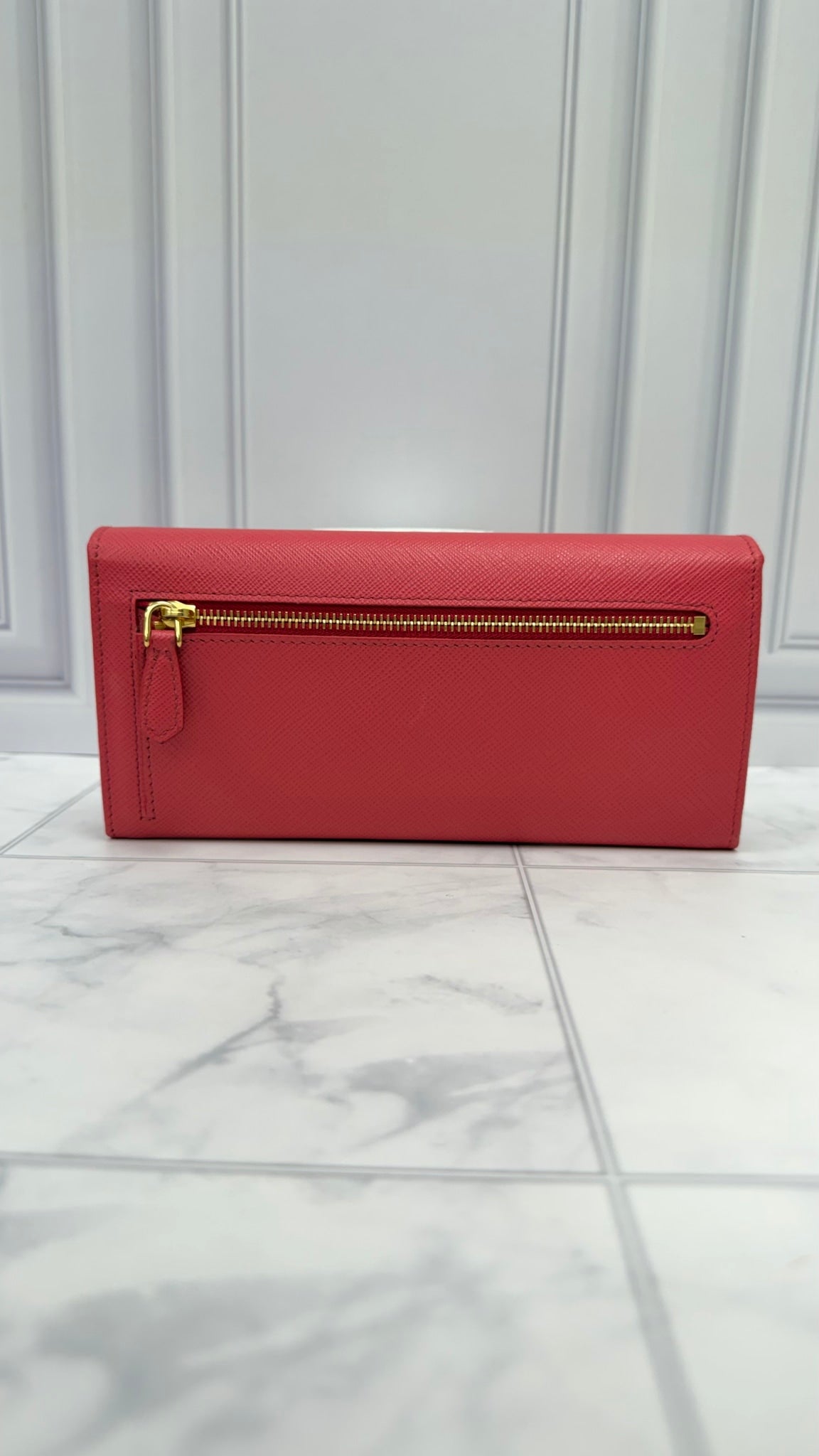 Prada Pink Saffiano Leather Long Wallet
